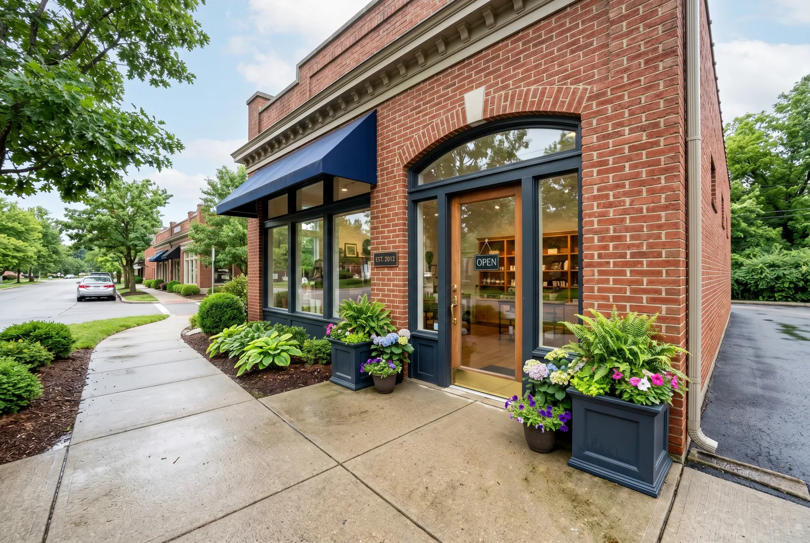 Commercial storefront sidewalk after pressure washing in NuLu, Louisville, KY by Noah's Pressure Washing